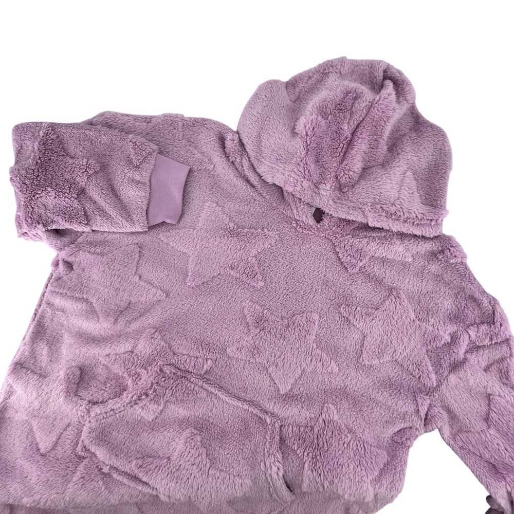 Star Embossed Blanket Hoodie Kids Large 10-12 Lavender Rose Sherpa Fleece‎ Cozy